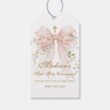 Étiquette de cadeau de première communion avec nœu