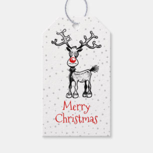 Étiquette de cadeau de renne Rudolph