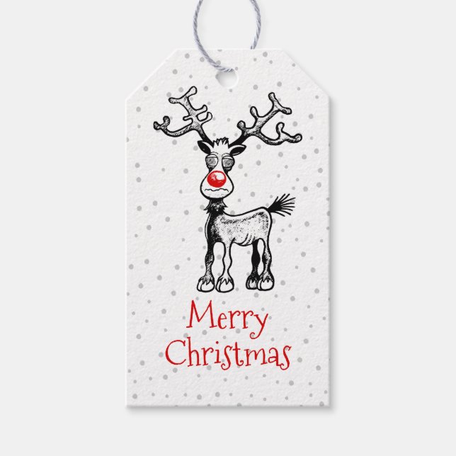 Étiquette de cadeau de renne Rudolph (Devant)