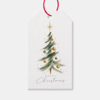 Étiquette de cadeau de sapin de Noël à l'aquarelle