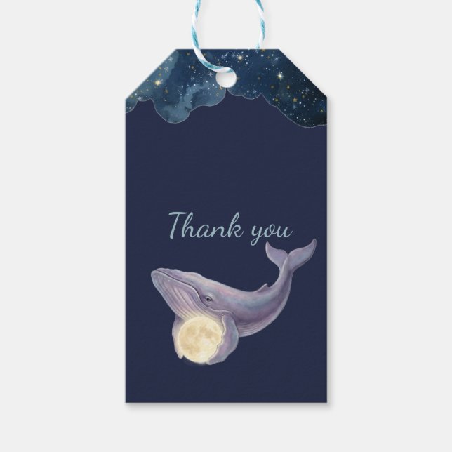Étiquette de cadeau de shower de bébé Lune Céleste (Devant)