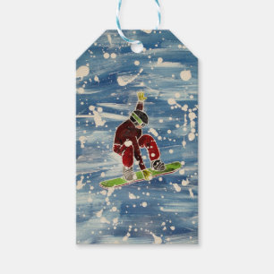 Étiquette de cadeau de snowboarding