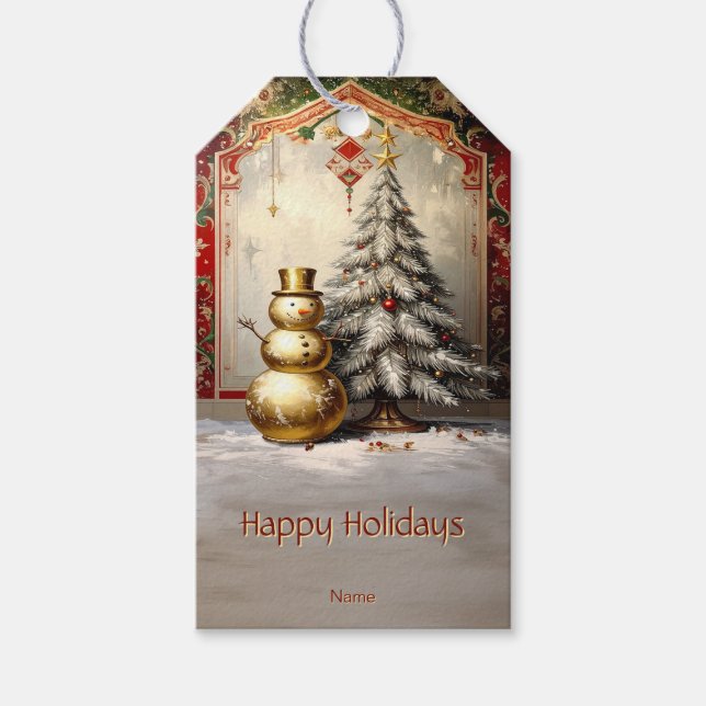Étiquette de cadeau de vacances d'arbre de Noël de (Devant)