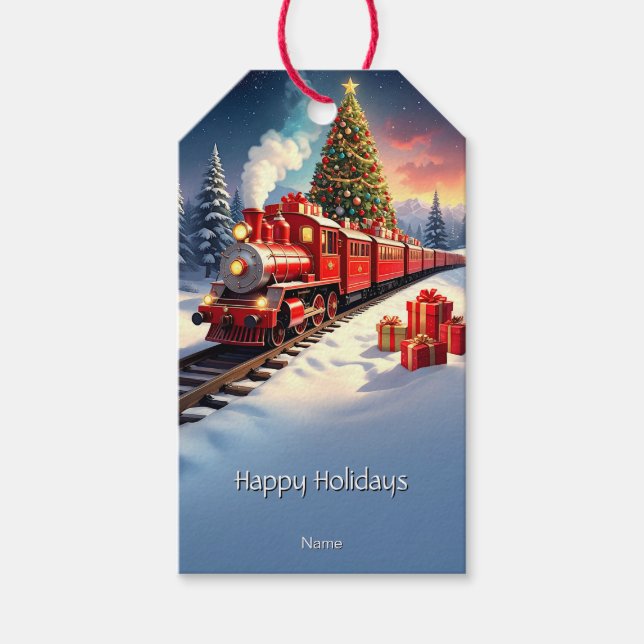 Étiquette de cadeau de vacances d'arbre de Noël de (Devant)