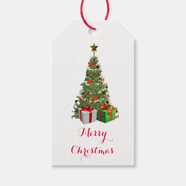 Étiquette de cadeau de vacances d'arbre de Noël fe (Devant)