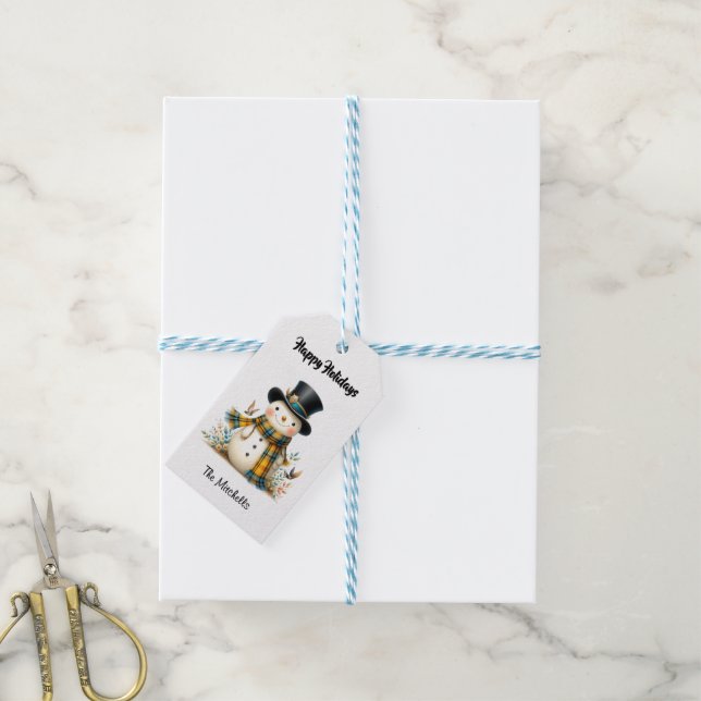 Étiquette de cadeau de vacances de bonhomme de nei (Avec de laficelle)