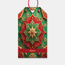 Étiquette de cadeau de vacances décorative rouge v