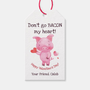 Étiquette de cadeau de Valentine de porc
