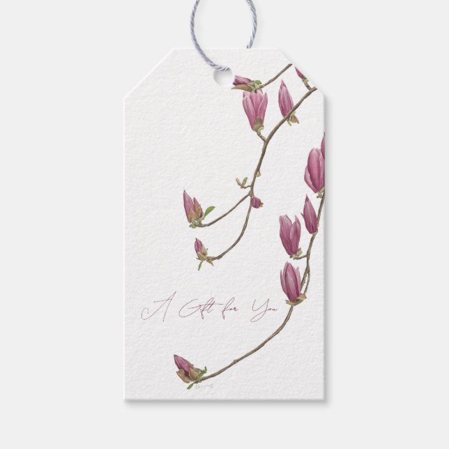 Étiquette de Cadeau de Vigne de Magnolia (Devant)