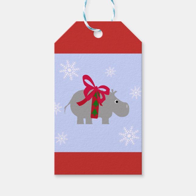 Étiquette de cadeau d'Hippopotame pour les Fêtes (Devant)