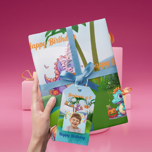 Étiquette de cadeau Dino bébé effrayant pour l'ann