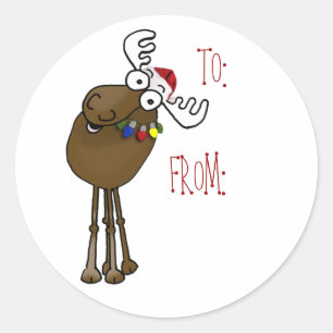 Étiquette de cadeau d'orignaux À : , DE :