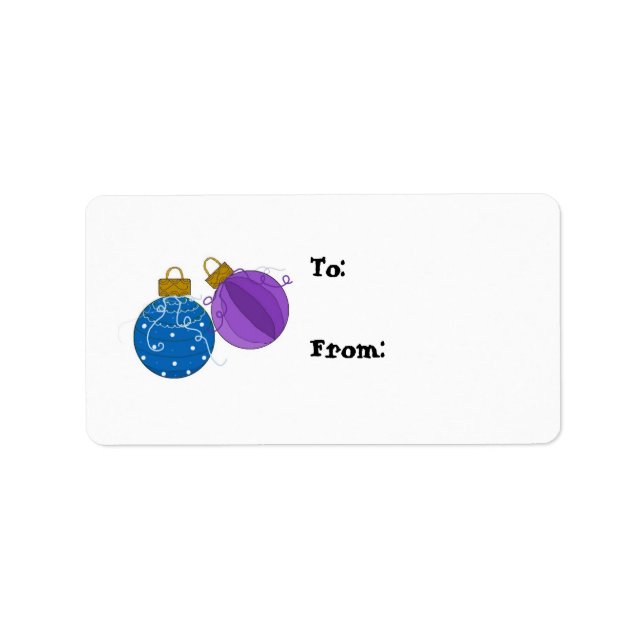 Étiquette de cadeau d'ornements bleus et violets (Devant)