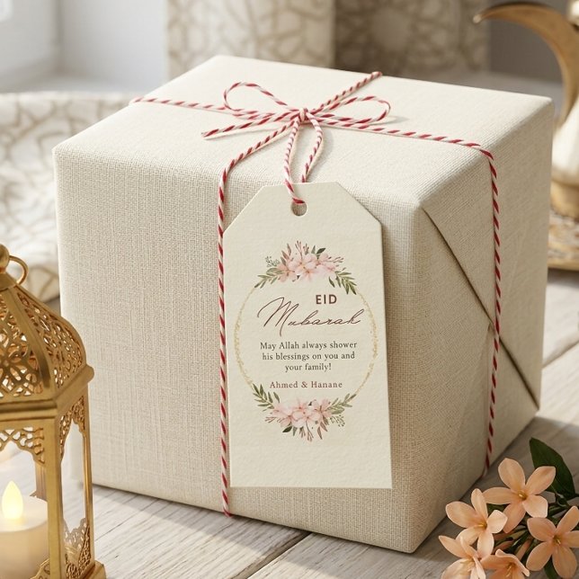 Étiquette de Cadeau Eid Mubarak Florale aux Joues  (Créateur téléchargé)