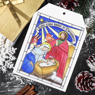 Étiquette de cadeau et carte de Noël Love Came Dow