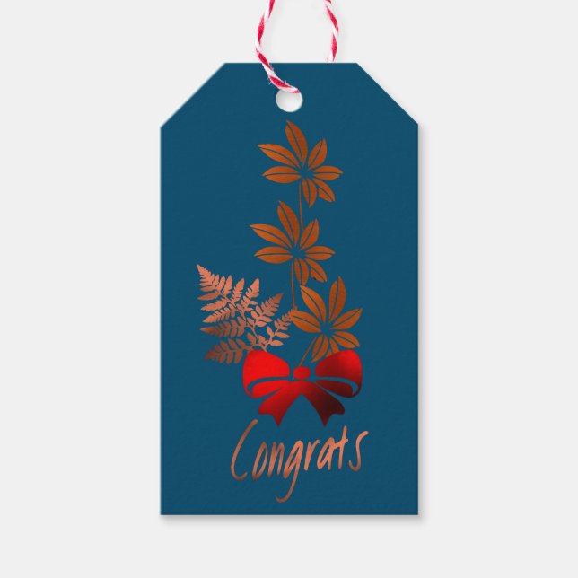 Étiquette de cadeau Félicitations Fleur de Bronze (Devant)