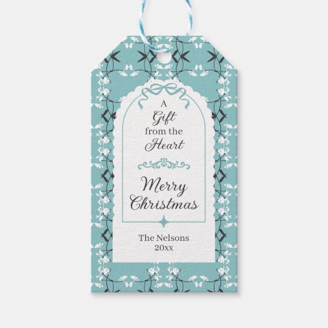 Étiquette de cadeau Festive Royal Botanical Bleu d (Devant)