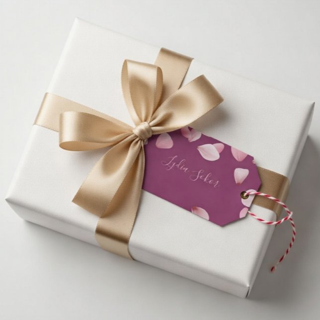 Étiquette de Cadeau Fleur de Pétale Rose Personnal (Créateur téléchargé)