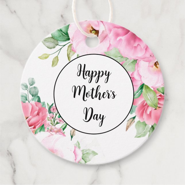 Étiquette de Cadeau Fleur Rose Fête des Mères (Devant)