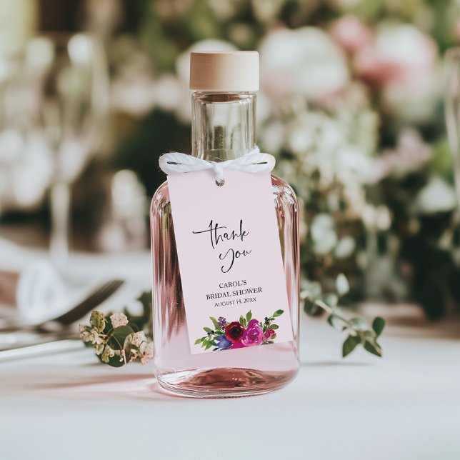 Étiquette de cadeau florale aquarelle rose tendre (Créateur téléchargé)