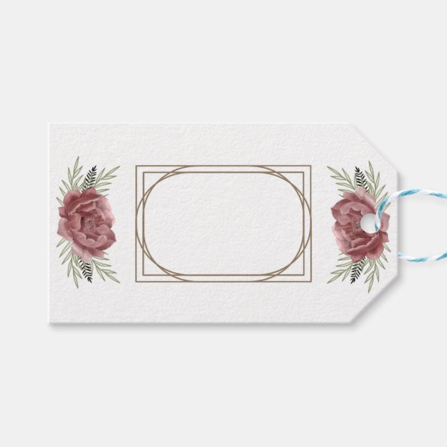 Étiquette de Cadeau Florale – Design Élégant de Ro (Devant (Horizontal))