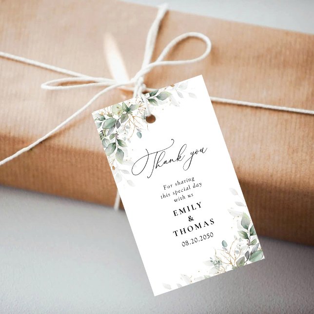 Étiquette de cadeau florale Élégante verdure (Créateur téléchargé)