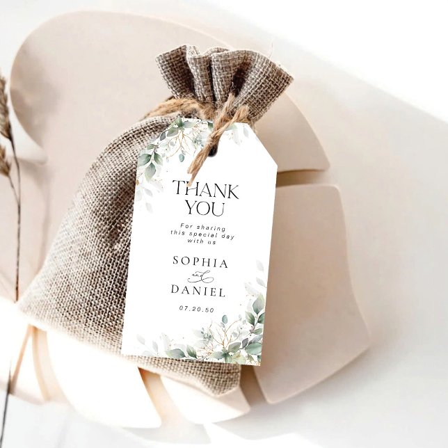 Étiquette de cadeau florale Élégante verdure (Créateur téléchargé)