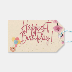étiquette de cadeau florale rose pour anniversaire