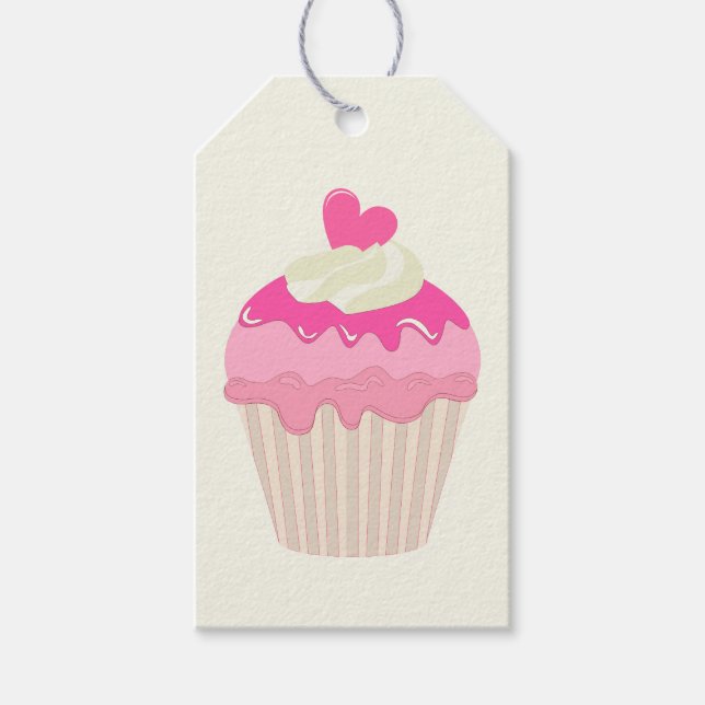 Étiquette de cadeau générique Cupcake rose (Devant)