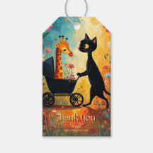 Étiquette de Cadeau Girafe Chat Mignon