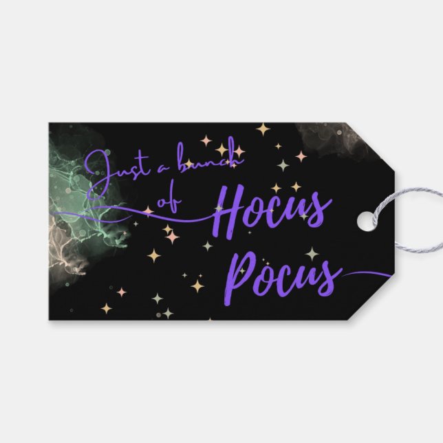 Étiquette de cadeau Halloween Hocus Pocus noir (Devant (Horizontal))