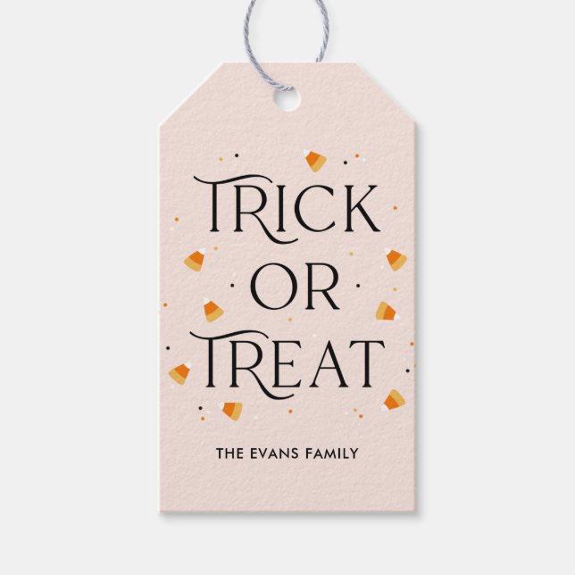 Étiquette de cadeau Halloween pour la fête "Trick  (Devant)