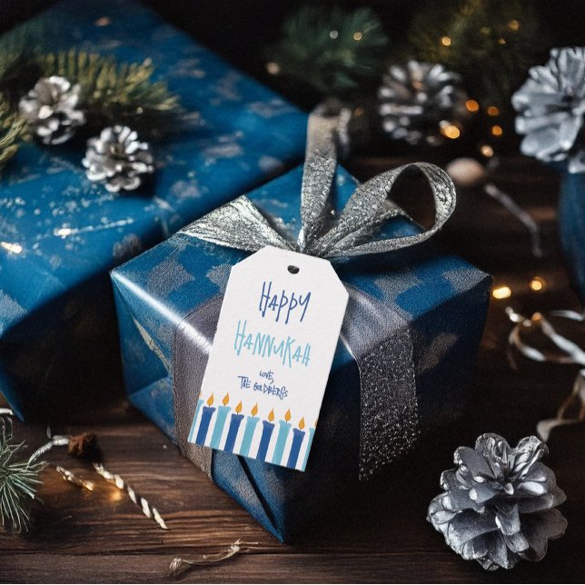 Étiquette de cadeau Hanukkah Joyeux avec Étiquette (Créateur téléchargé)