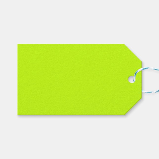 Étiquette de cadeau jaune vert vif ou néon (Devant (Horizontal))