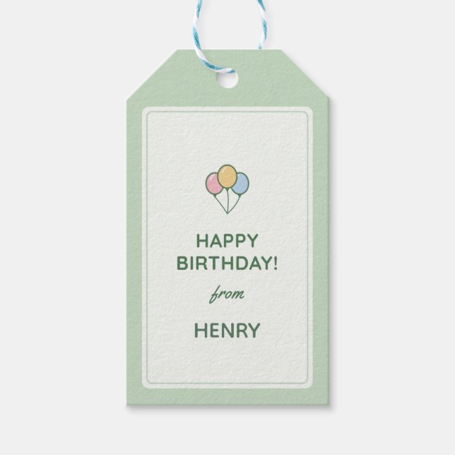 Étiquette de cadeau "Joyeux Anniversaire de" Nom (Devant)