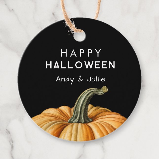 Étiquette de cadeau Joyeux Halloween avec citrouil (Devant)
