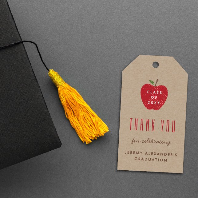 Étiquette de cadeau Kraft pomme rouge pour fête de (Créateur téléchargé)