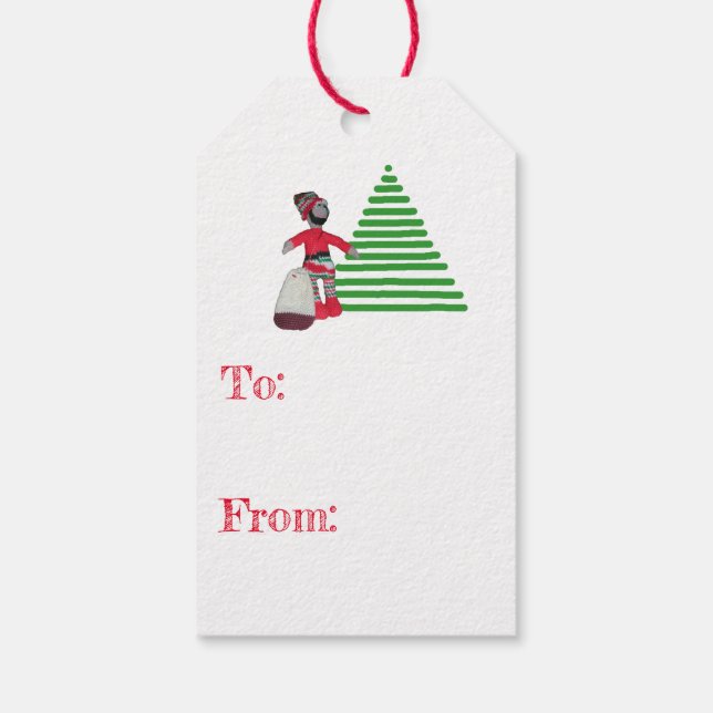 Étiquette de cadeau - Lutin et arbre (Dos)