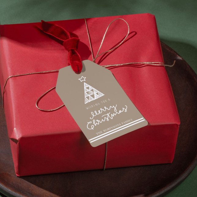 Étiquette de cadeau moderne de Noël avec photo per (Créateur téléchargé)