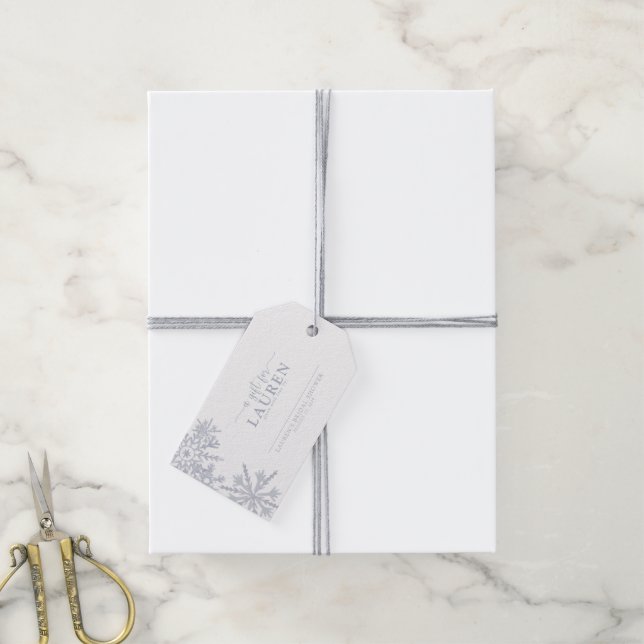 Étiquette de Cadeau Moderne Poussiéreux Bleu Floco (Avec de la ficelle)