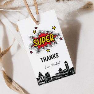 Étiquette de cadeau modifiable de super-héros vibr