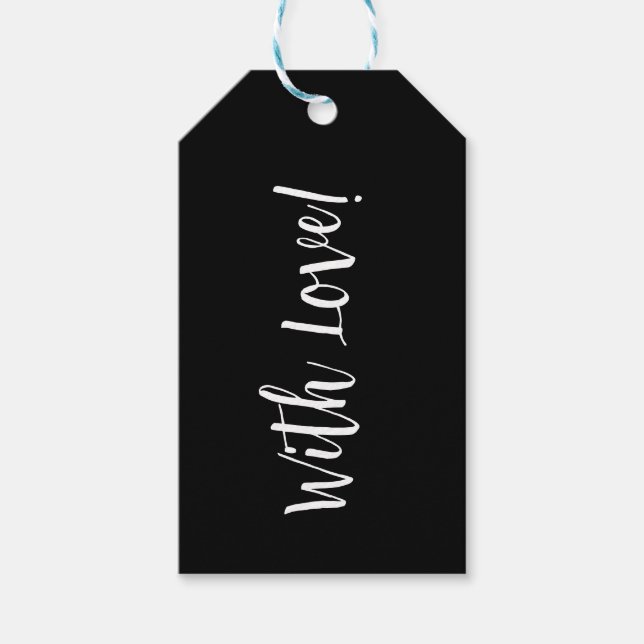 Étiquette de cadeau noir et blanc (Devant)