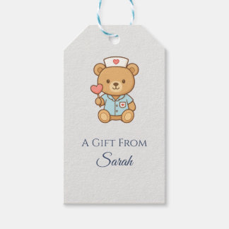 Étiquette de cadeau Ourson infirmière