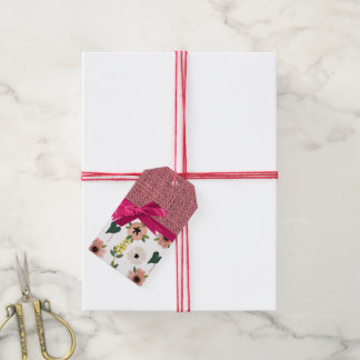 Étiquette de cadeau personnalisée à fleurs roses