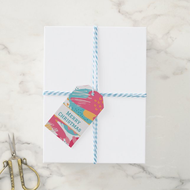 Étiquette de cadeau personnalisée abstraite coloré (Avec de laficelle)