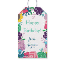 Étiquette de cadeau personnalisée avec photo flora