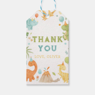 Étiquette de cadeau personnalisée de dinosaure à l
