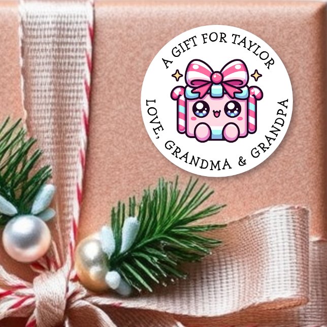 Étiquette de cadeau personnalisée Noël | Mignon ro (Créateur téléchargé)