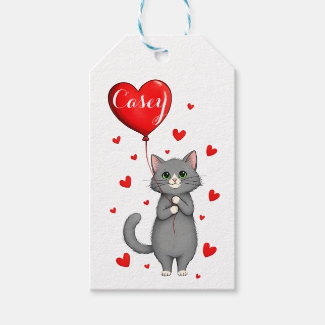Étiquette de cadeau personnalisée pour chat avec n (Devant)