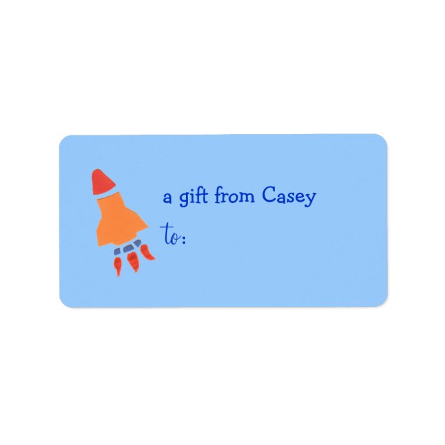 Étiquette de cadeau personnalisée - thème de fusée (Devant)